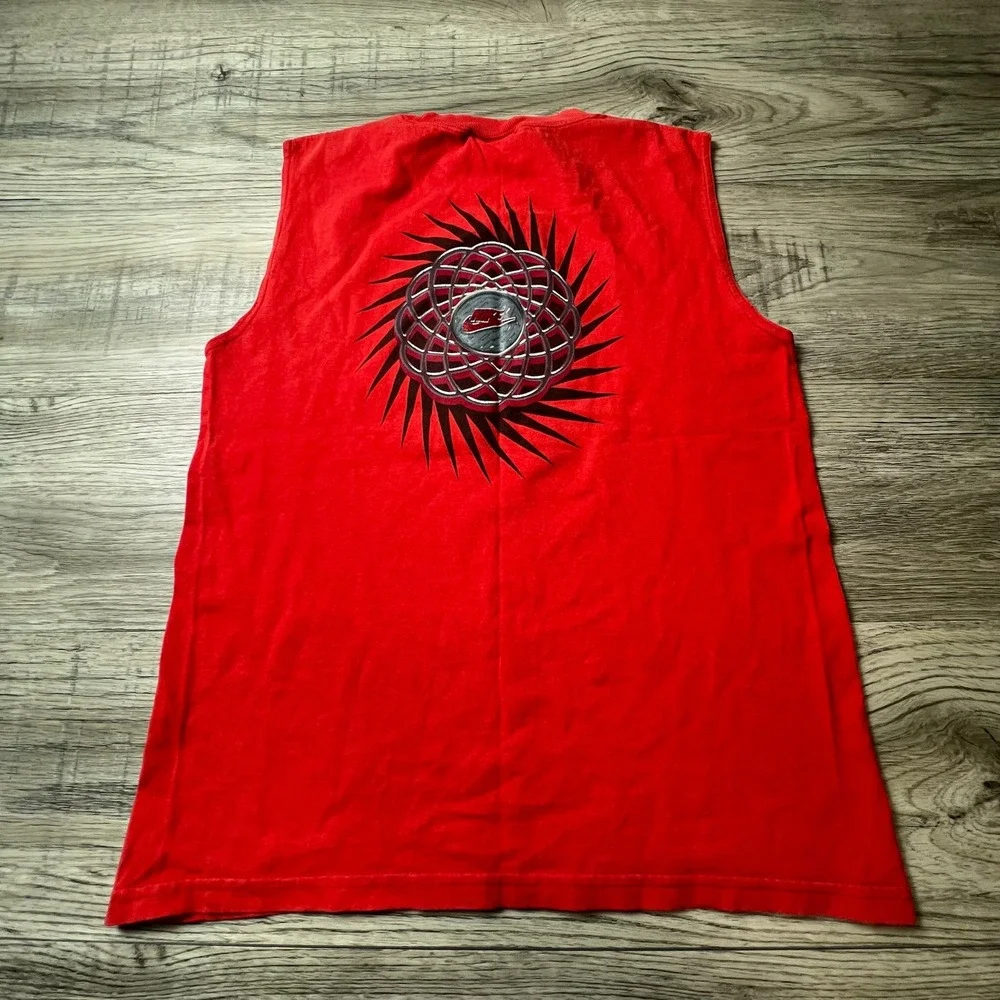 Nike Sleeveless Graphic Tee Boys L 14-16 Red Cotton‎ Muscle Shirt Y2K Sportswear